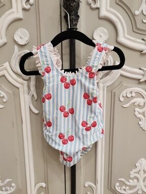 Sal & Pimenta Girls Cherry Print One-Piece Swimsuit Size 12 - 18 Months